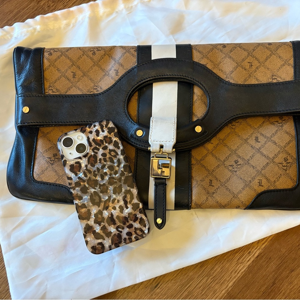 L.A.M.B. Black and Cream Striped Bag